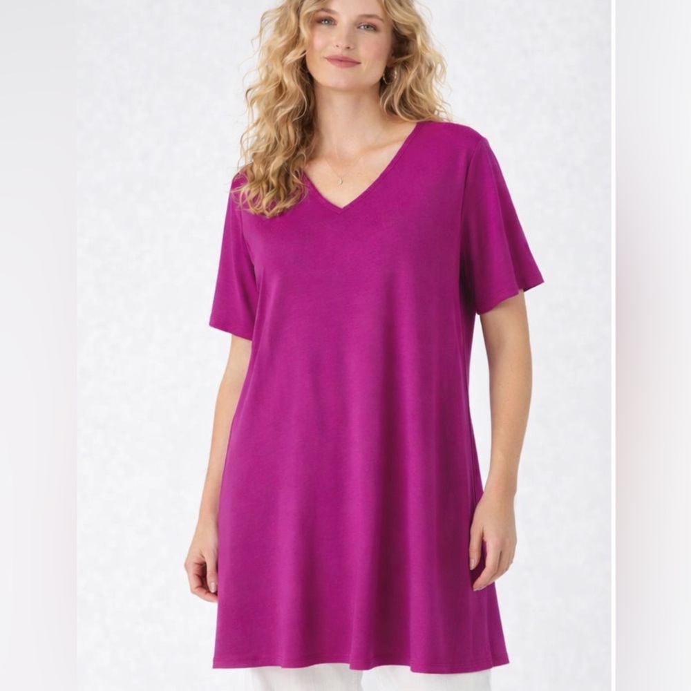 $138 Women’s Eileen Fisher Viscose V-Neck Cerse Tunic Top XL NWT